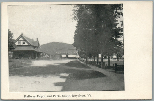 SOUTH ROYALTON VT RAILROAD DEPOT RAILWAY STATION ANTIQUE POSTCARD