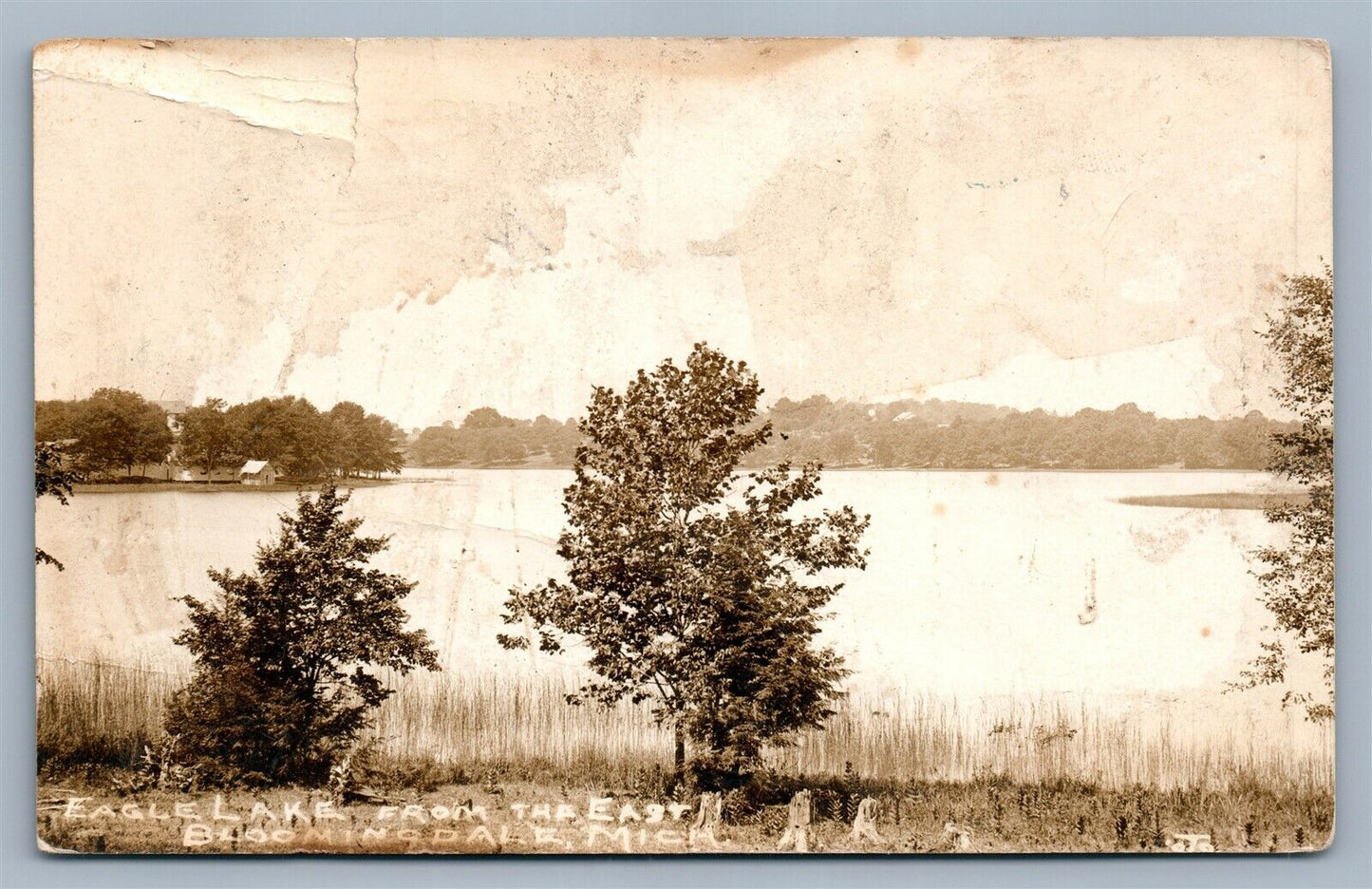 BLOOMINGDALE MI EAGLE LAKE ANTIQUE REAL PHOTO POSTCARD RPPC