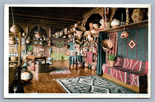 AMERICAN INDIAN BUILDING BLANKET ROOM ALBUQUERQUE NM POSTCARD