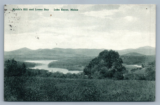LAKE KEZAR ME HATCH'S HILL VINTAGE POSTCARD w/ CORK CANCEL