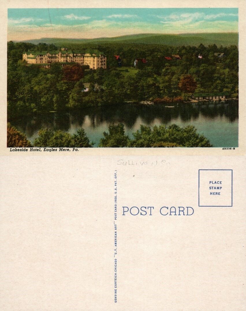 EAGLES MERE PA LAKESIDE HOTEL VINTAGE POSTCARD