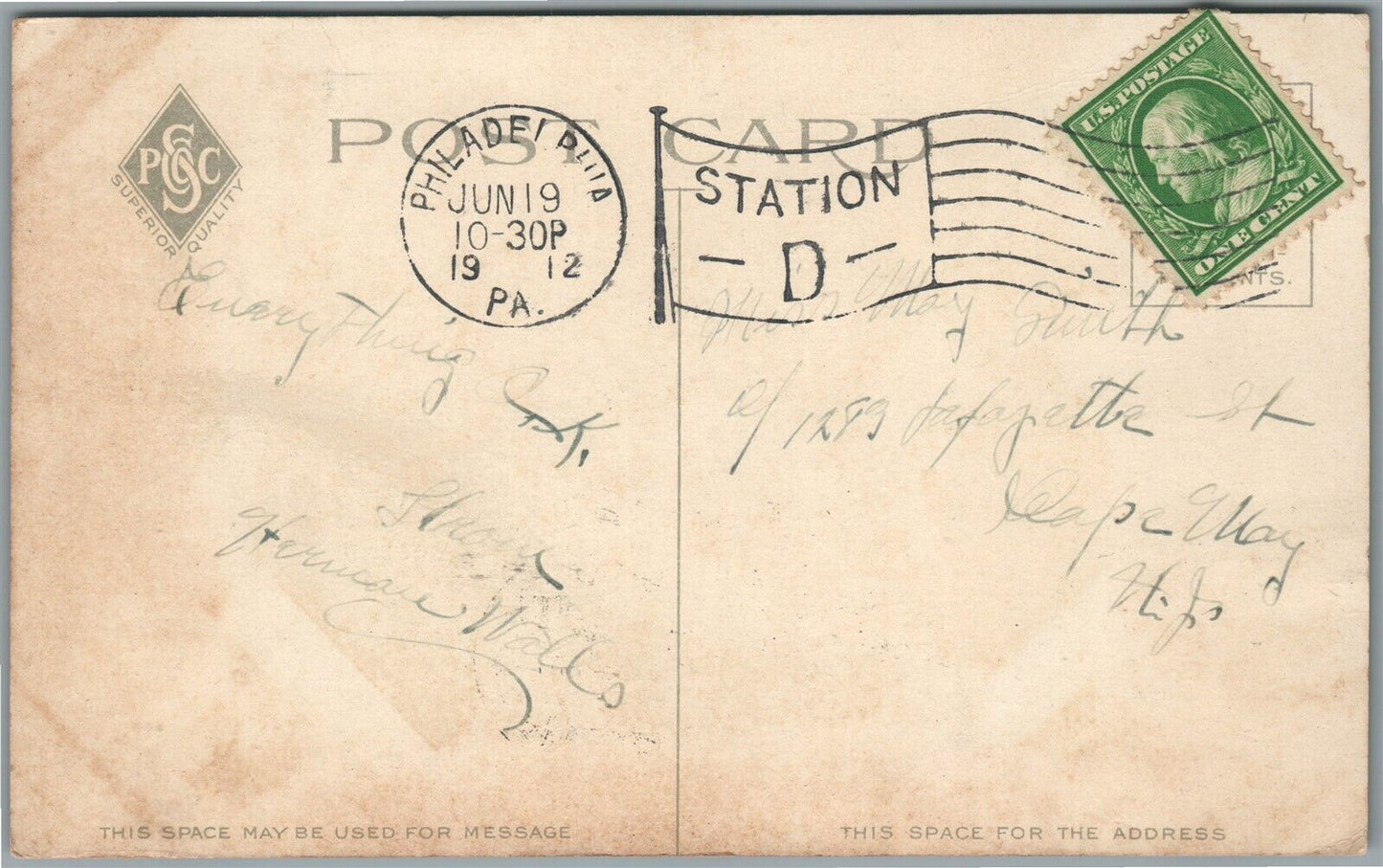 PHILADELPHIA PA MARKET STREET AT NIGHT ANTIQUE POSTCARD