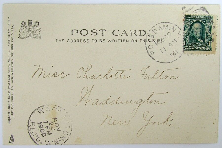 ANTIQUE 1906 UNDIVIDED POSTCARD POTSDAM'S WATER POWER POTSDAM N.Y.