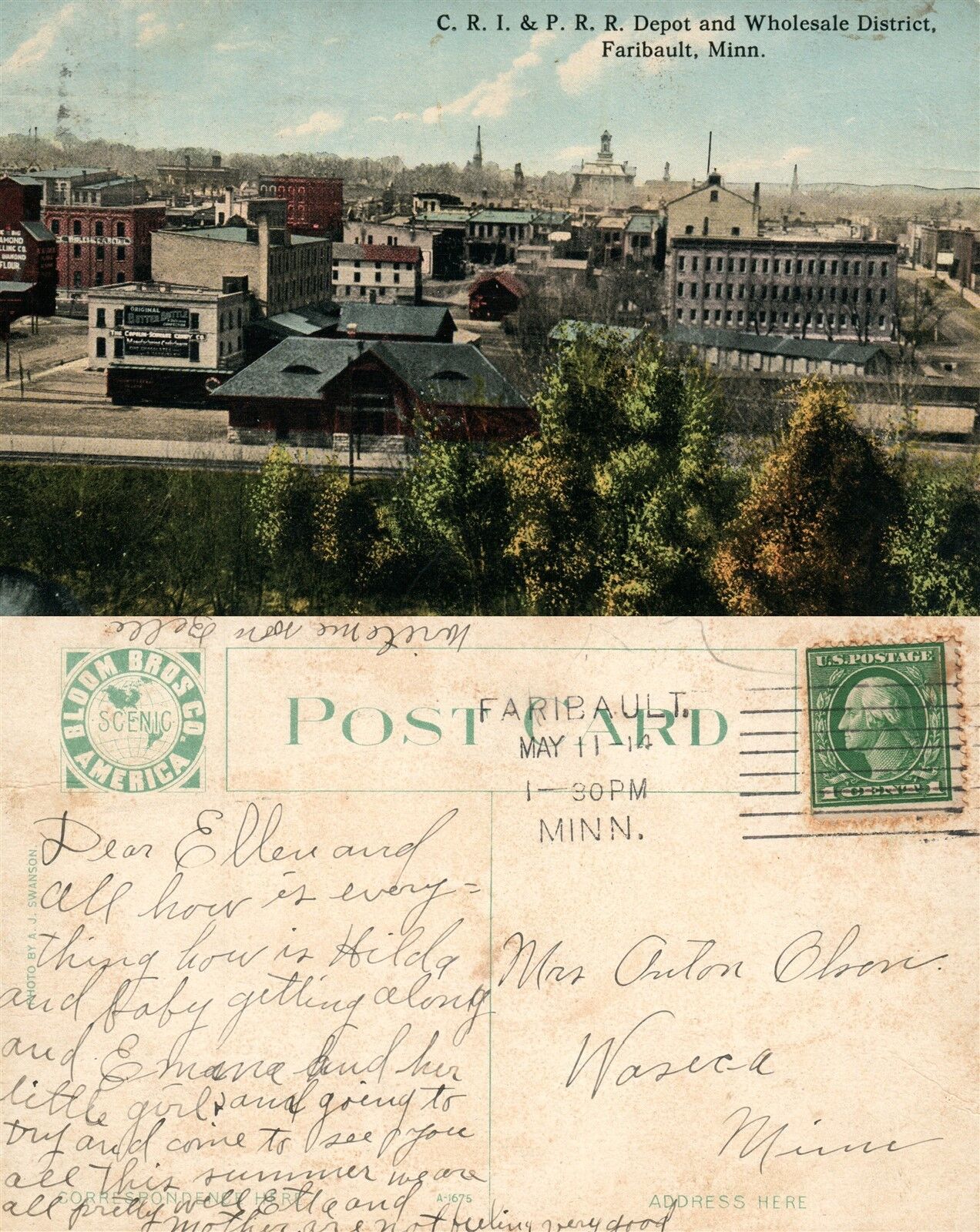 FARIBAULT MN RAILWAY STATION WHOLESALE DISTR. ANTIQUE POSTCARD RAILROAD DEPOT