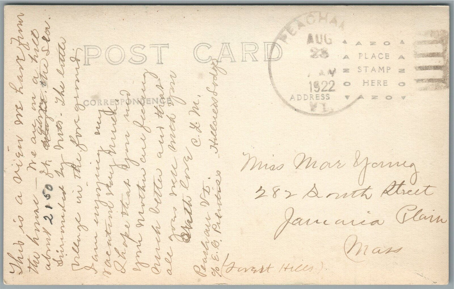 PEAOHAM VT GENERAL VIEW ANTIQUE REAL PHOTO POSTCARD RPPC