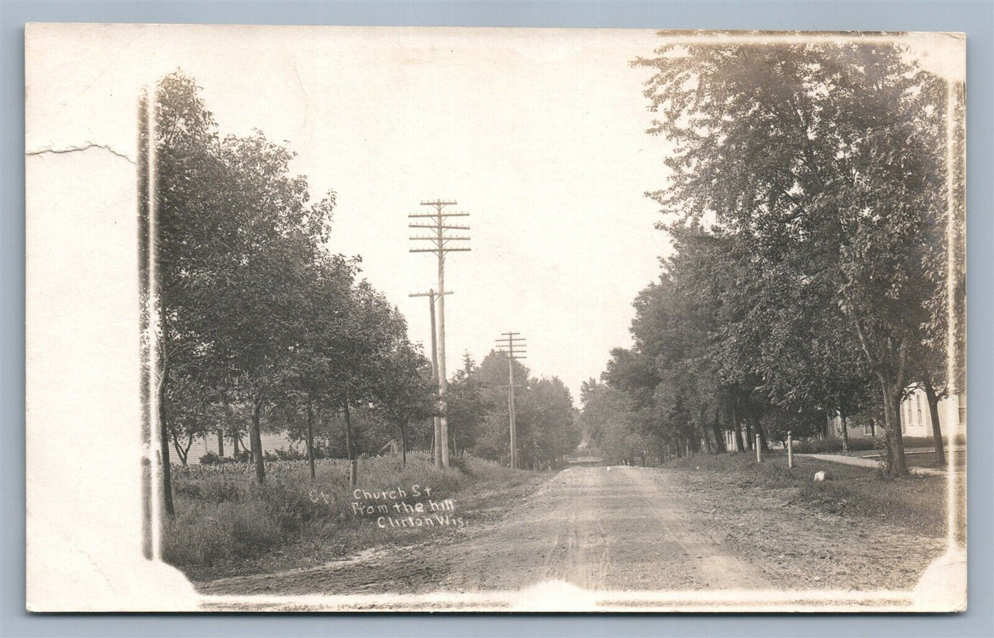 CLINTON WI CHURCH STREET ANTIQUE REAL PHOTO POSTCARD RPPC