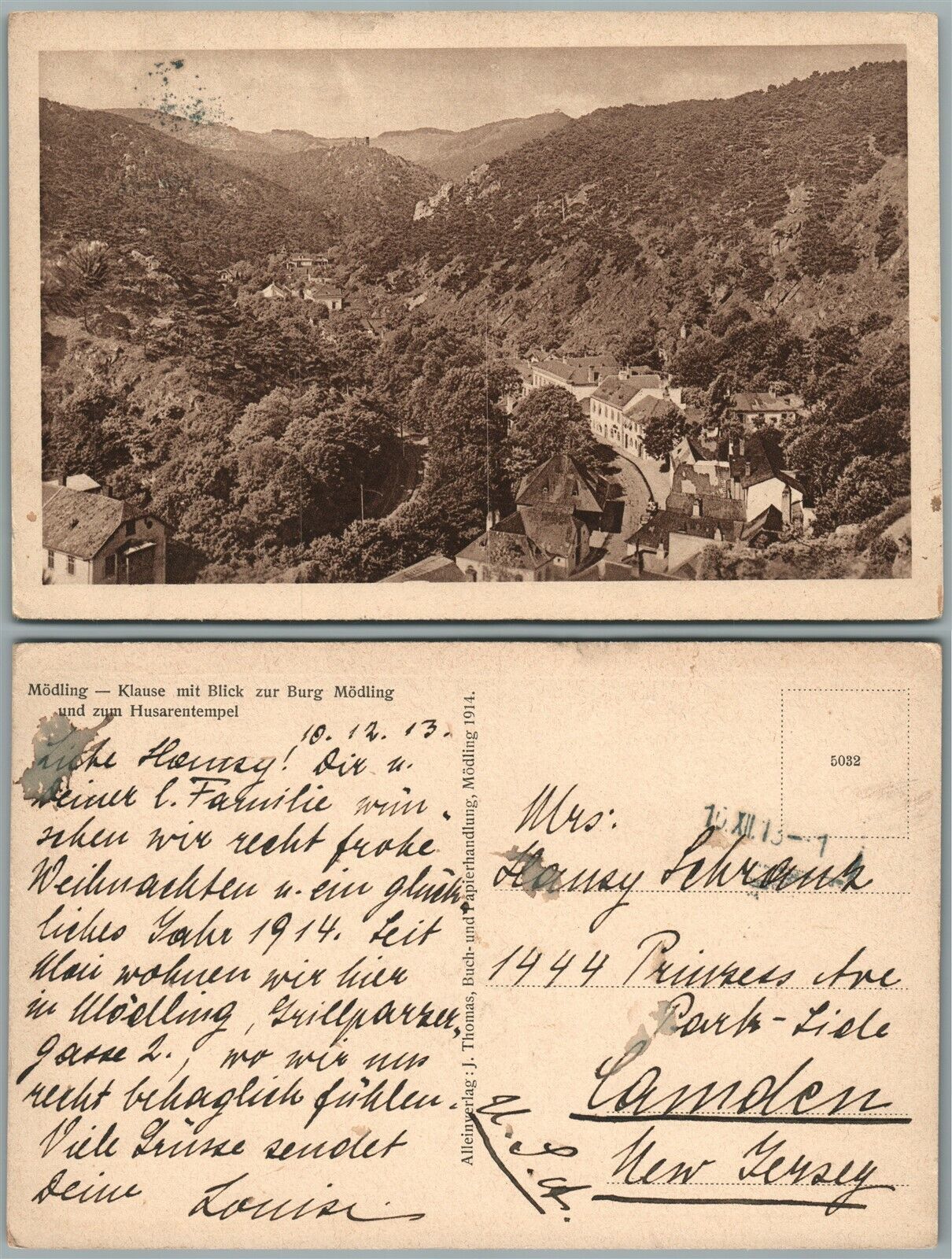 MODLING AUSTRIA 1914 ANTIQUE POSTCARD