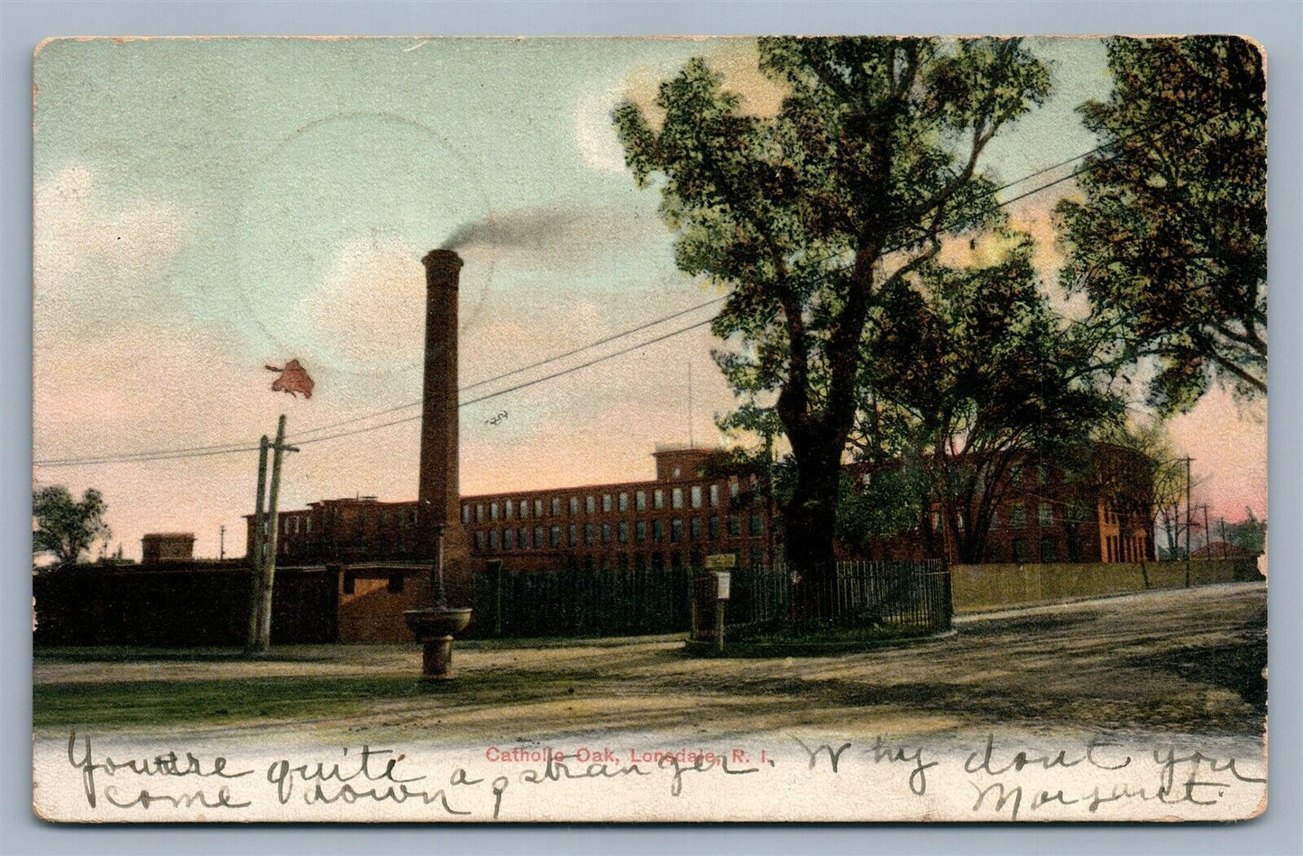 LONSDALE RI CATHOLLO OAK ANTIQUE POSTCARD