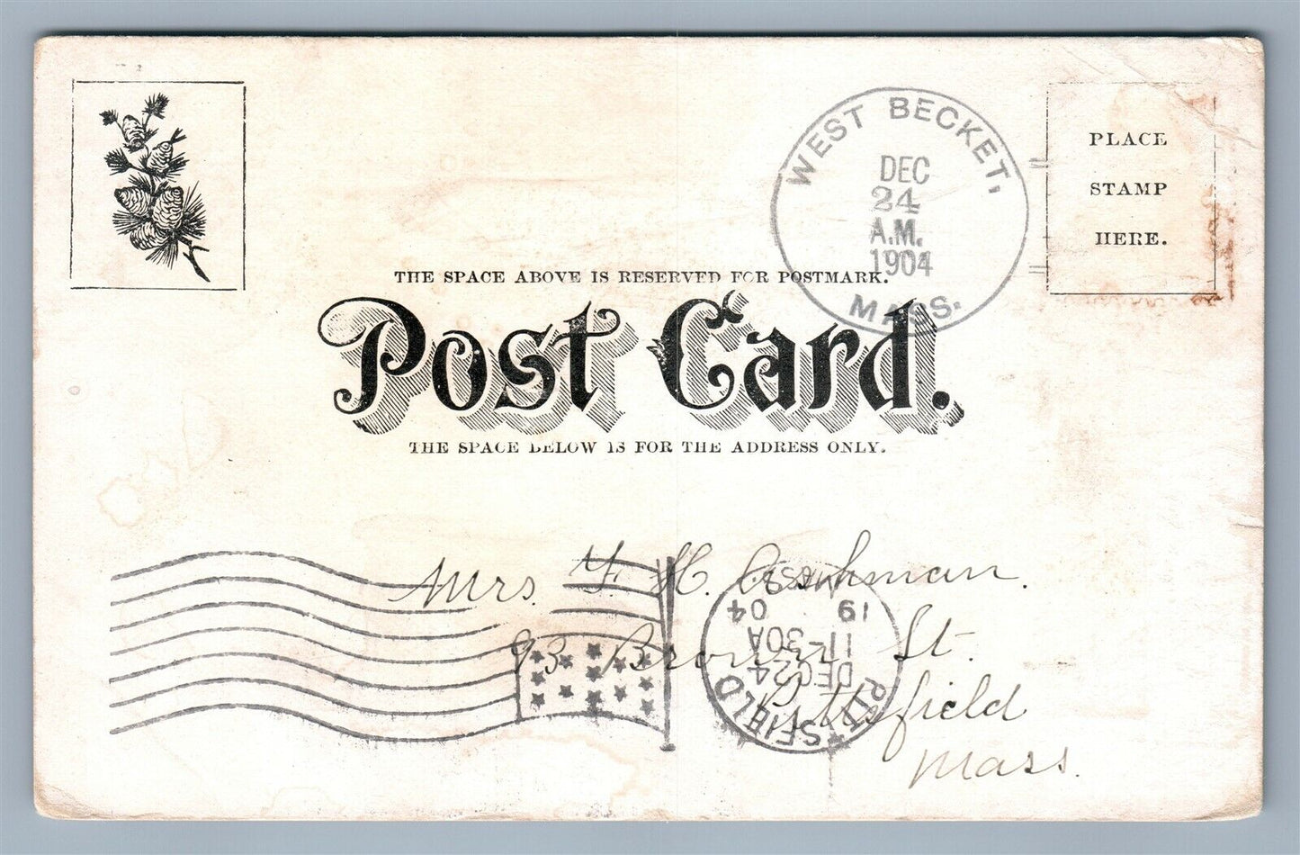 LEE MA MAIN STREET 1904 UNDIVIDED ANTIQUE POSTCARD