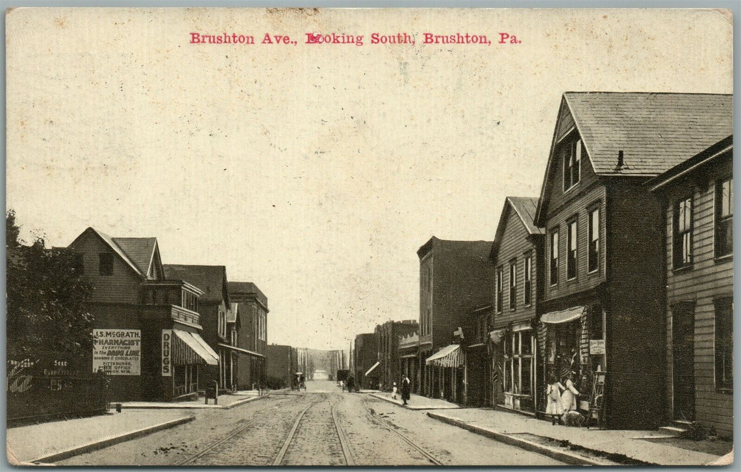 BRUSHTON PA BRUSHTON AVENUE ANTIQUE POSTCARD