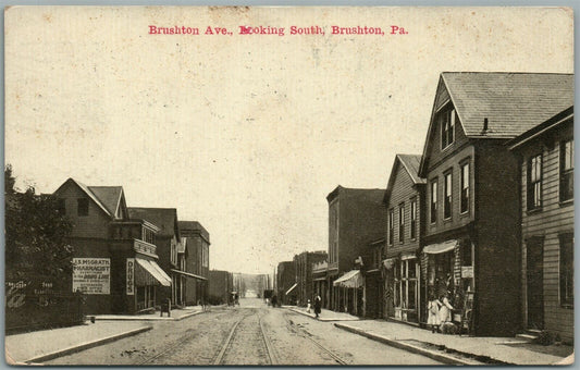 BRUSHTON PA BRUSHTON AVENUE ANTIQUE POSTCARD