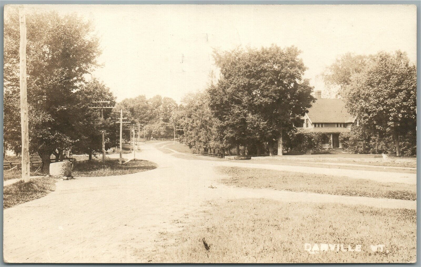 DANVILLE VT STREET SCENE ANTIQUE REAL PHOTO POSTCARD RPPC