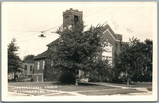 WILLIAMSBURG IA CONGREGATIONAL CHURCH VINTAGE REAL PHOTO POSTCARD RPPC