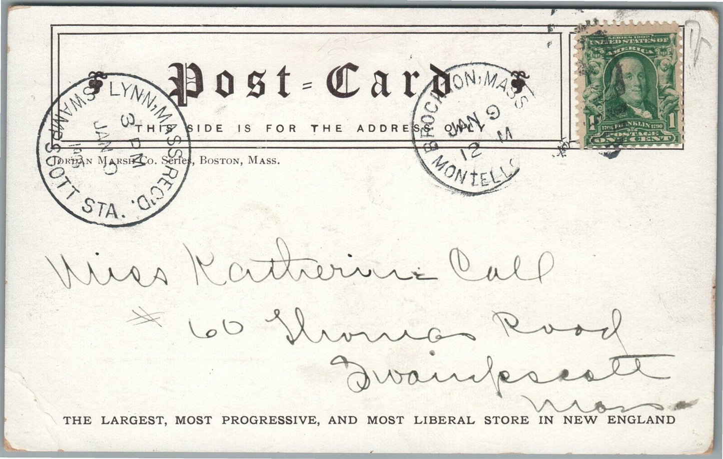 BOSTON MA JORDAN MARSH COMPANY WOMEN'S NECKWEAR SECTION ANTIQUE POSTCARD