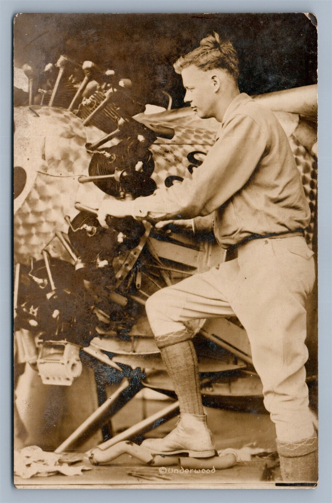 AMERICAN AVIATOR CHARLES LINDBERGH VINTAGE REAL PHOTO POSTCARD RPPC