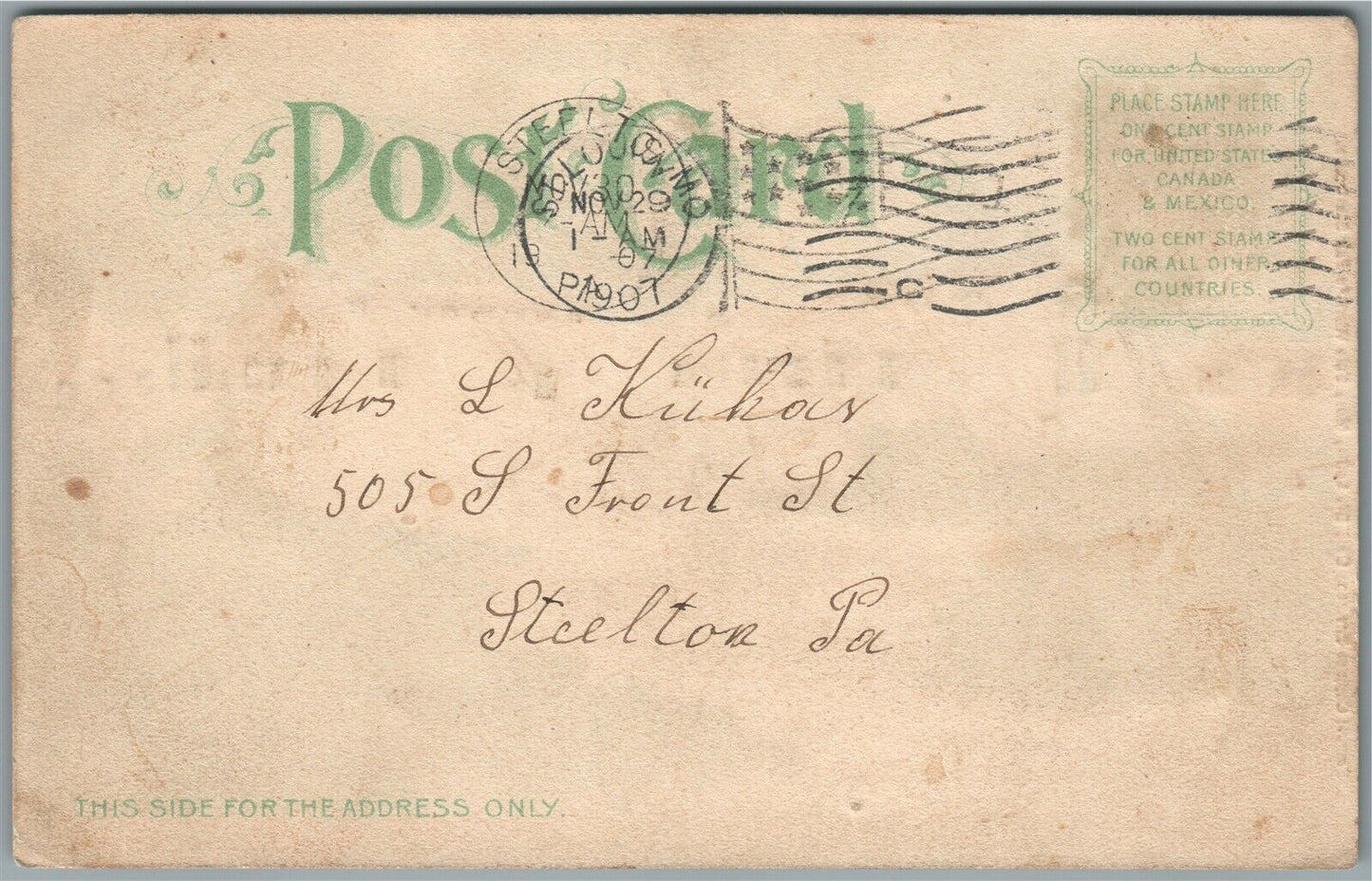 HOLD CARD TO LIGHT 1904 ST.LOUIS WORLD'S FAIR ANTIQUE POSTCARD