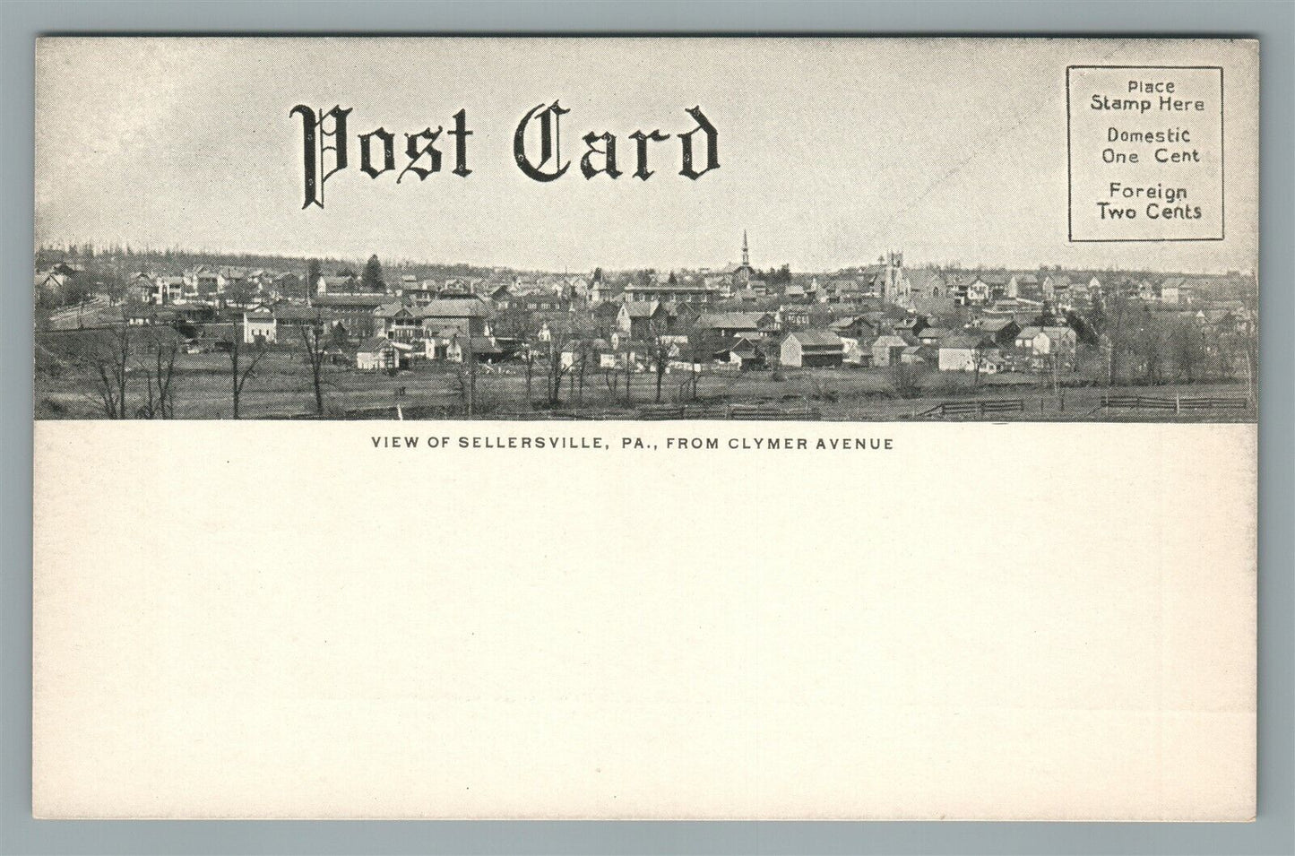 SELLERSVILLE PA FIRE COMPANY PARADE DOUBLE SIDED ANTIQUE POSTCARD