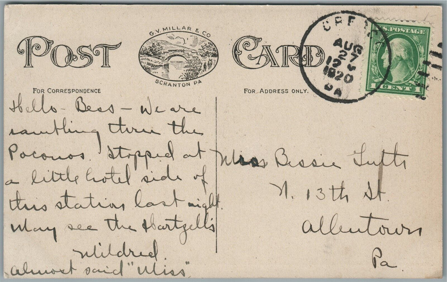 CRESCO PA RAILROAD STATION RAILWAY DEPOT ANTIQUE POSTCARD