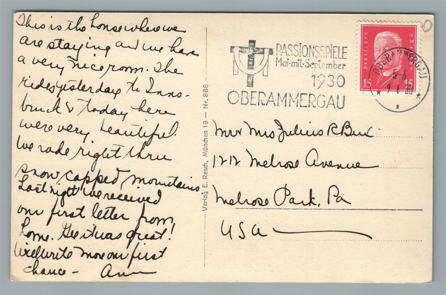 OBERAMMERGAU GERMANY AM KRIEGERDENKMAL VINTAGE REAL PHOTO RPPC POSTCARD