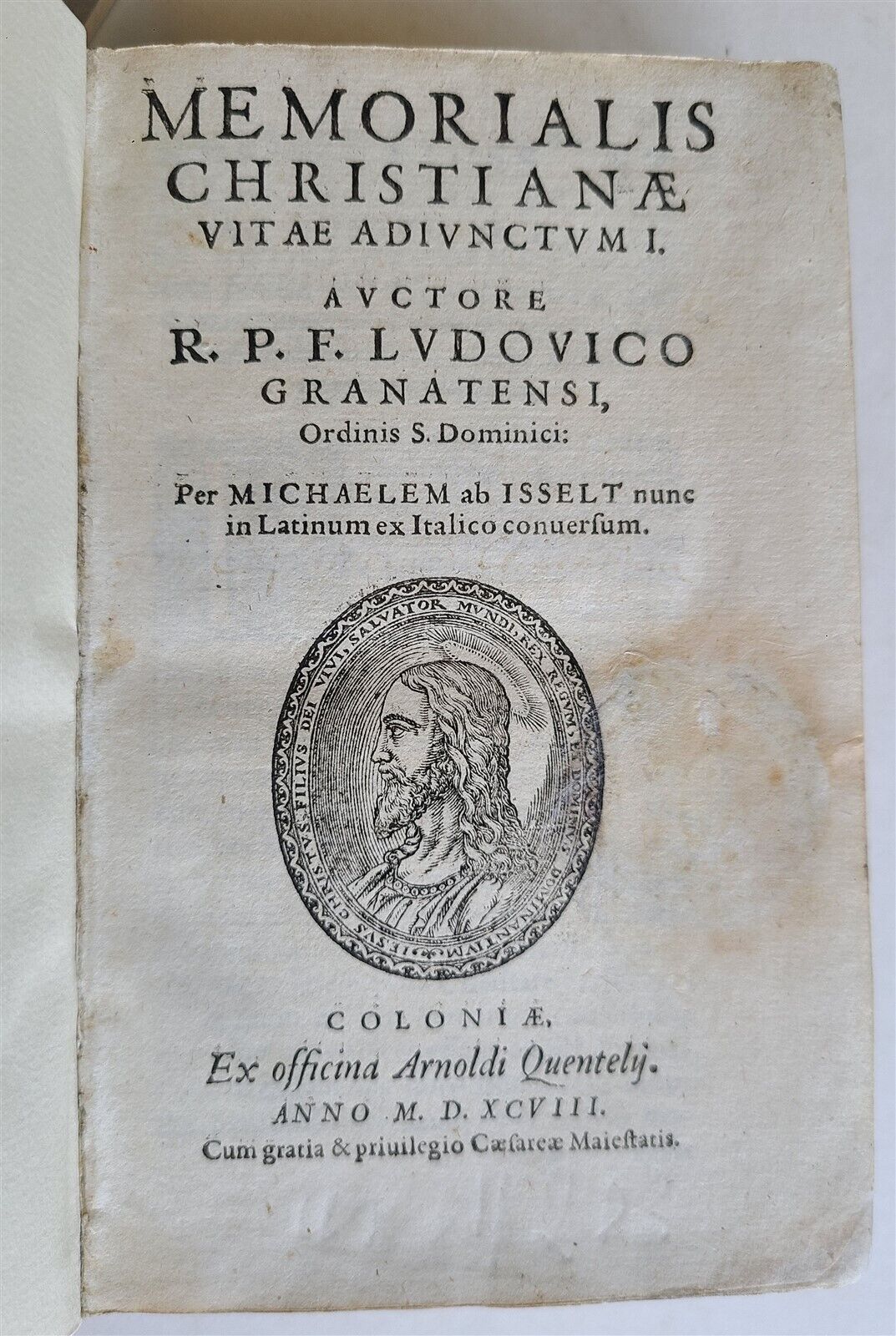 1598 MEMORIALIS CHRISTIANAE VITAE ADIVNCTUM R.P.F. LUDOVICO GRANATENSI antique