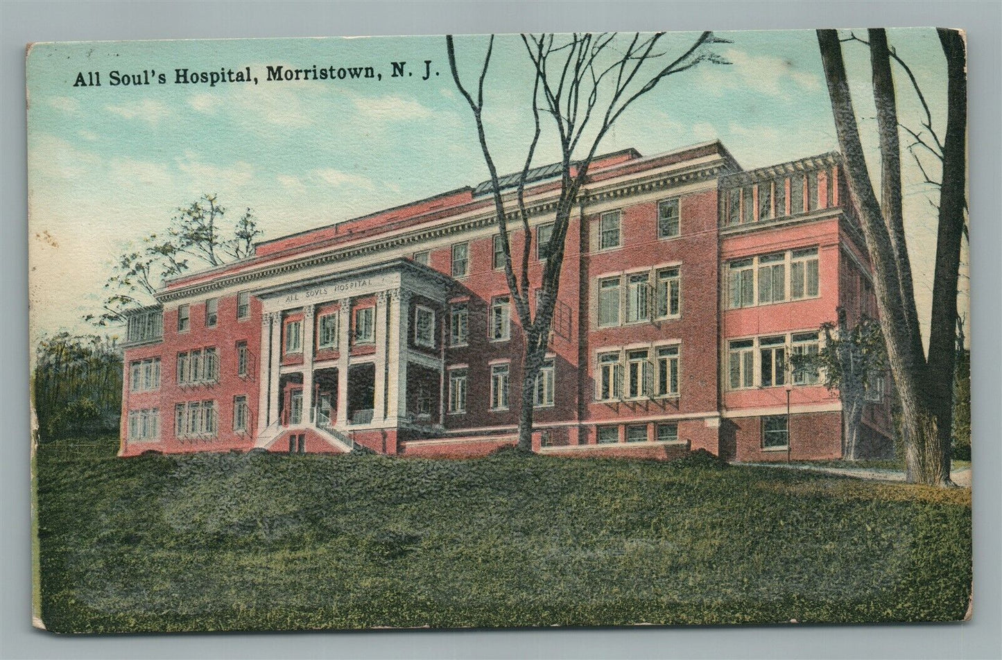 MORRISTOWN NJ ALL SOUL'S HOSPITAL ANTIQUE POSTCARD