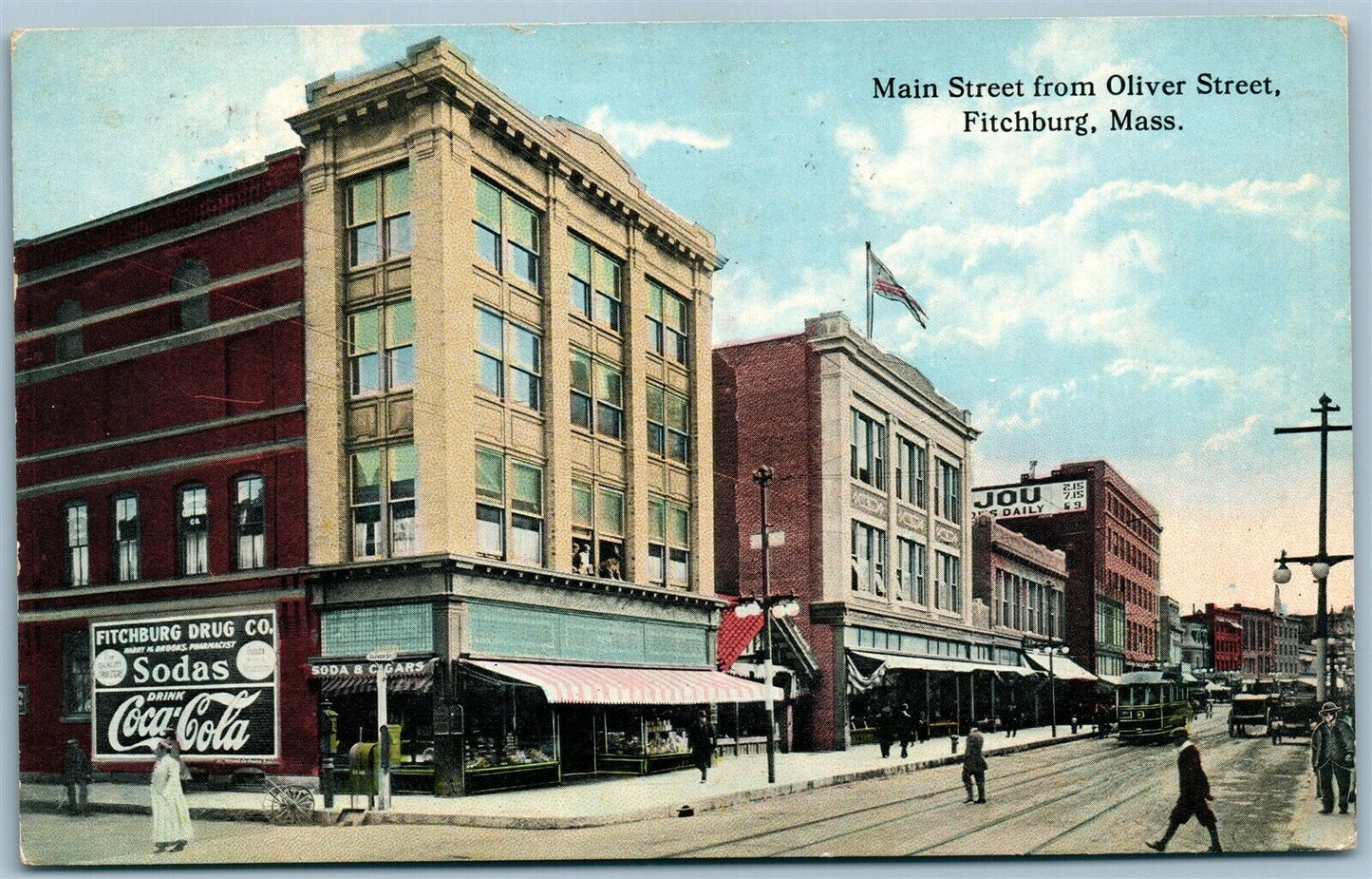 FITCHBURG MA MAIN STREET ANTIQUE POSTCARD