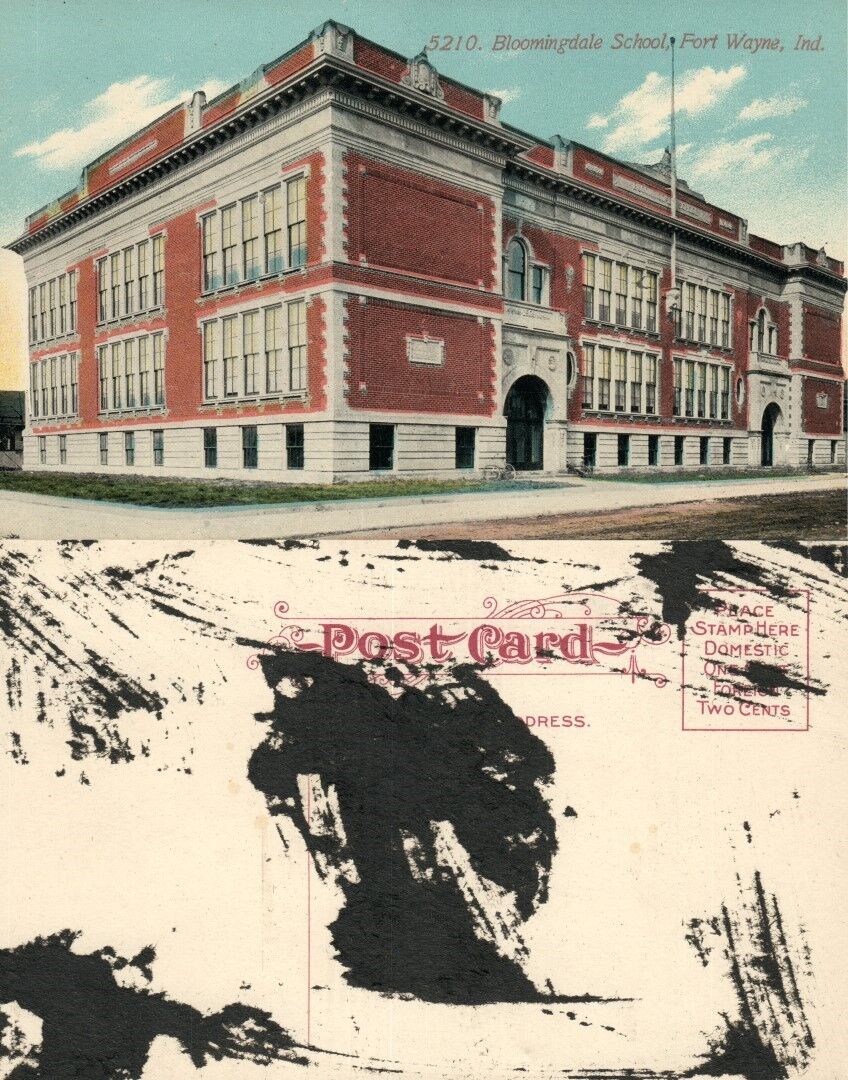 FORT WAYNE INDIANA BLOOMINGDALE SCHOOL ANTIQUE POSTCARD