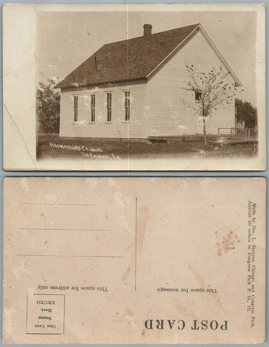 SOUTH ENGLISH IA MENNONITE CHURCH ANTIQUE REAL PHOTO POSTCARD RPPC