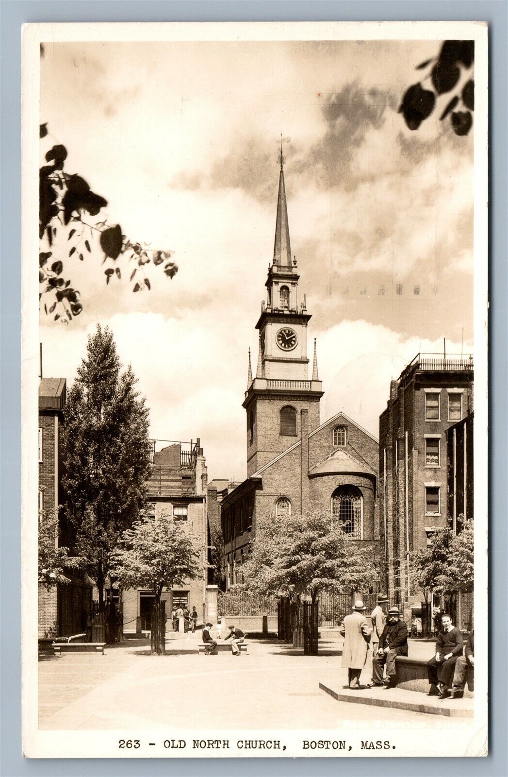 OLD NORTH CHURCH BOSTON MA 1943 VINTAGE REAL PHOTO POSTCARD RPPC