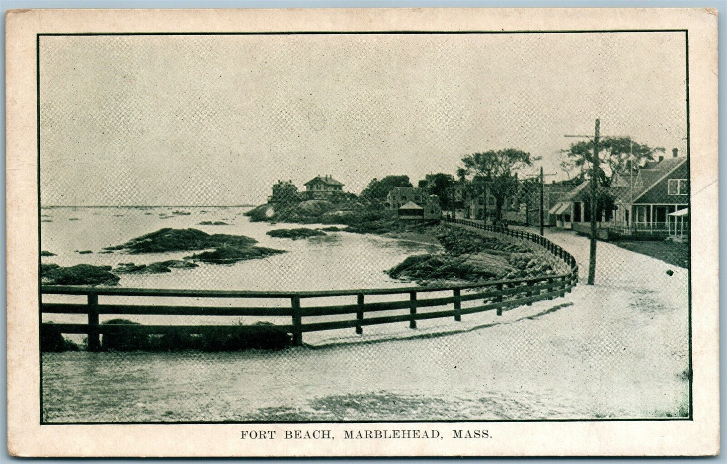 MARBLEHEAD MA FORT BEACH ANTIQUE POSTCARD