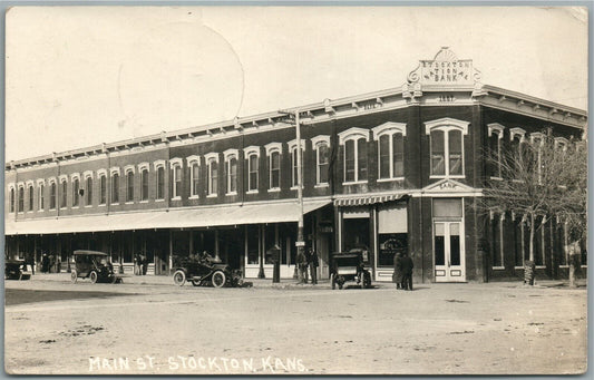 STOCKTON KS MAIN STREET ANTIQUE REAL PHOTO POSTCARD RPPC