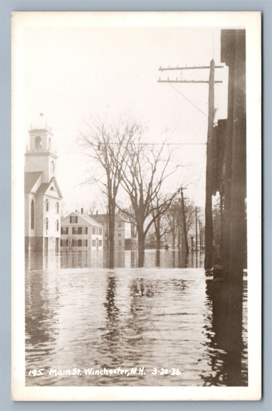 WINCHESTER NH MAIN STREET FLOOD VINTAGE REAL PHOTO POSTCARD RPPC