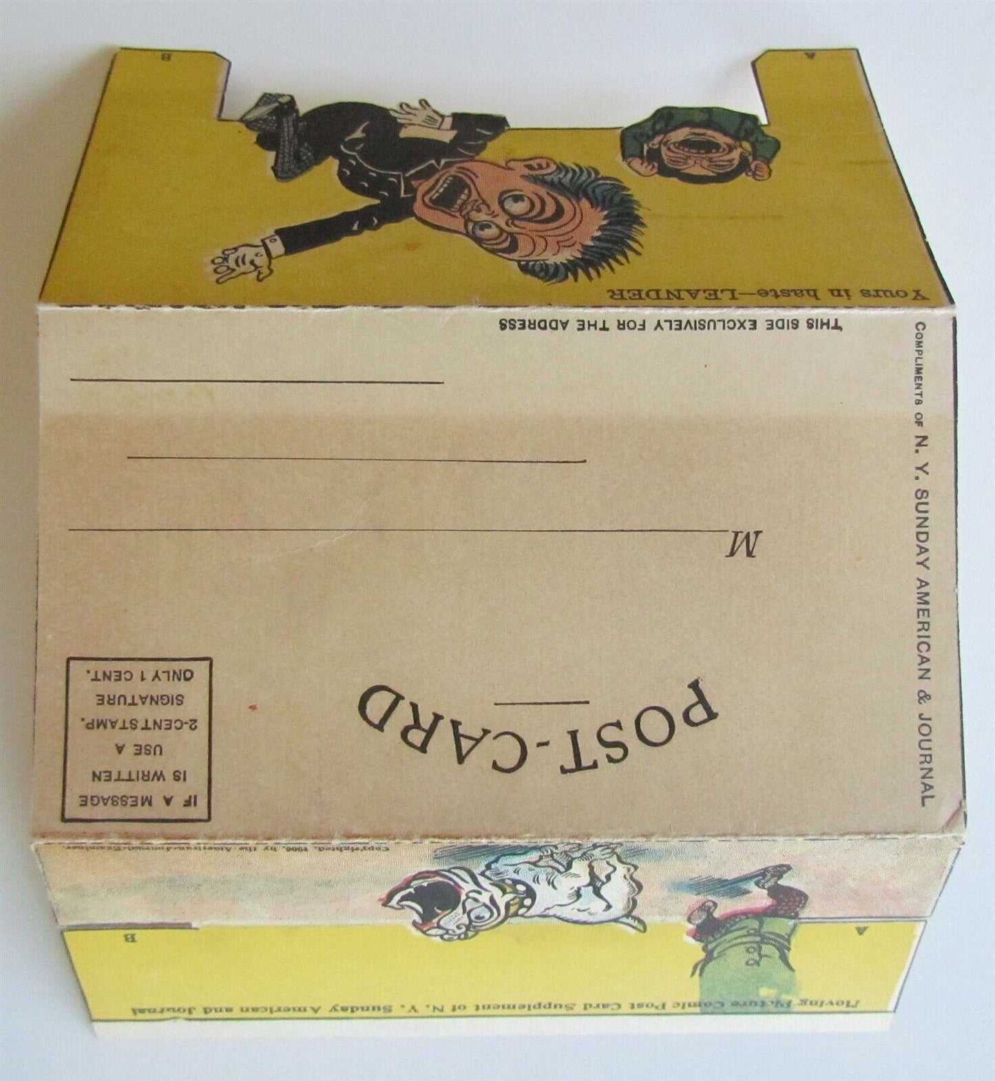 MOVING PICTURE COMIC ANTIQUE POSTCARD NY SUNDAY AMERICAN & JOURNAL - LEANDER