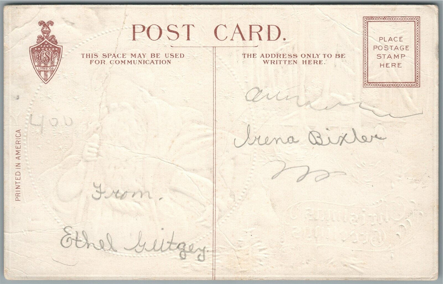 SANTA w/ DRUM CHRISTMAS GREETINGS ANTIQUE POSTCARD