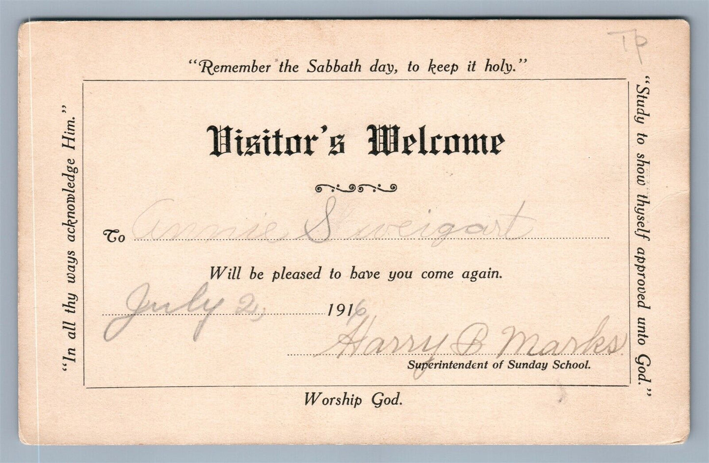 MOHNTON PA ZION UNITED EVANGELICAL CHURCH 1916 ADVERTISING ANTIQUE POSTCARD