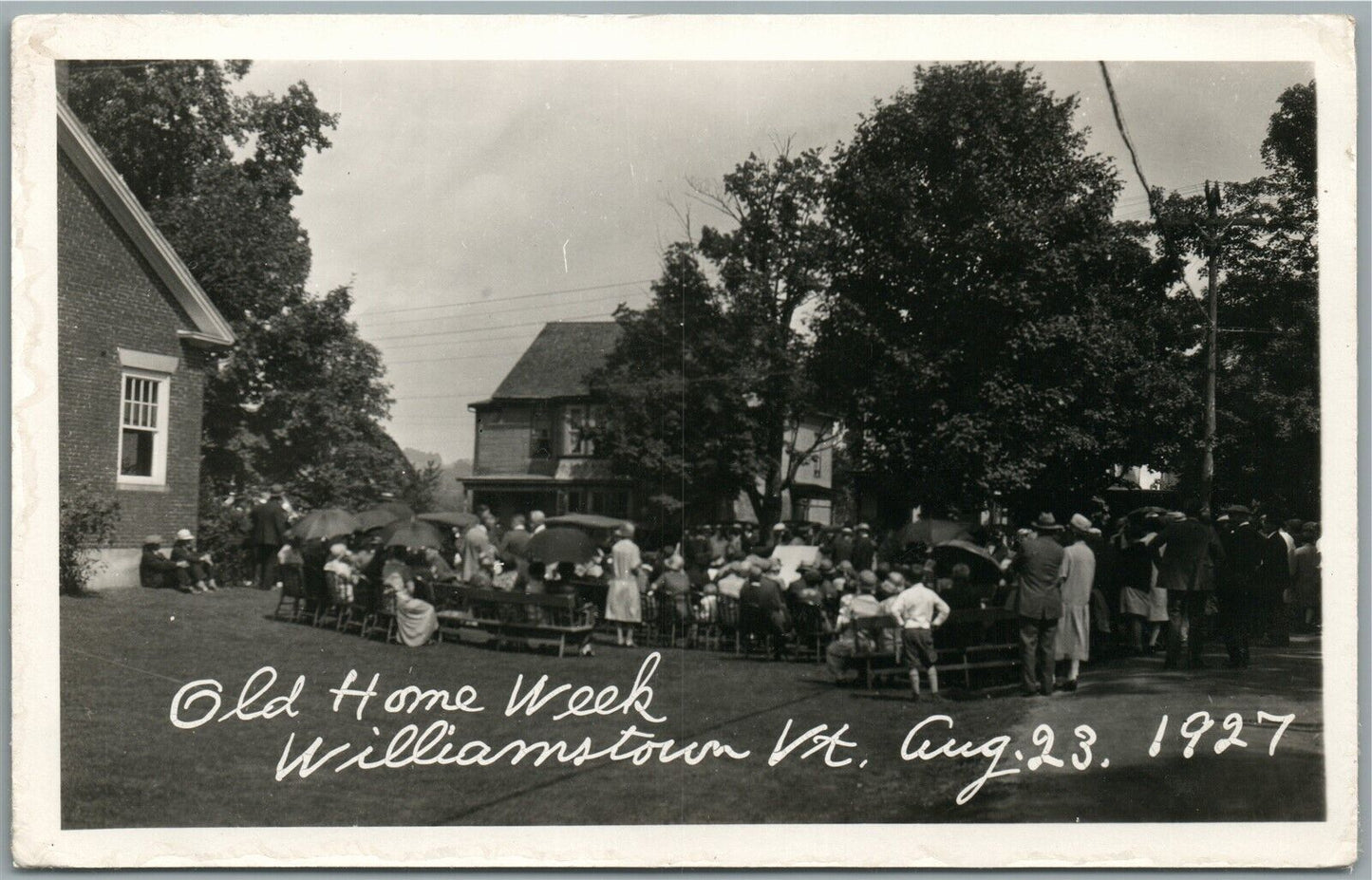 WILLIAMSTOWN VT 1927 OLD HOME WEEK SCENE ANTIQUE REAL PHOTO POSTCARD RPPC