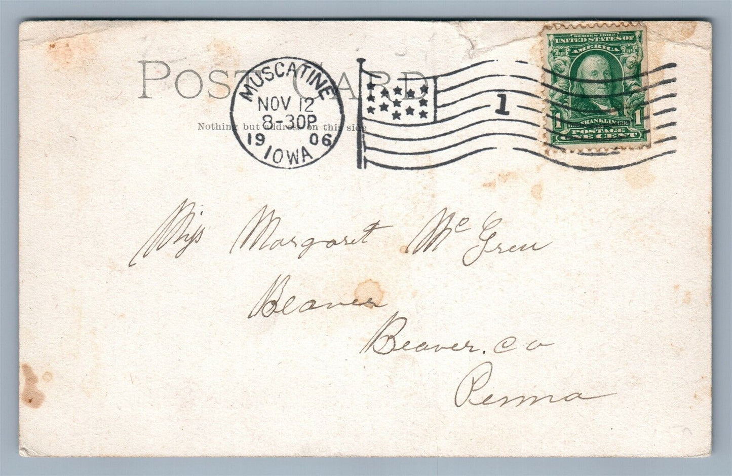 FIREMEN PARADE DAY MUSCATINE IA EAST SECOND STREET 1906 ANTIQUE POSTCARD