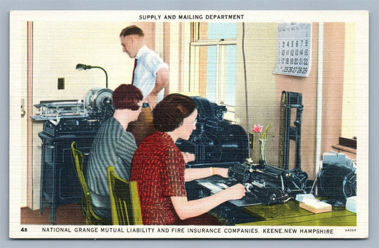 KEENE NH GRANGE LIABILITY & FIRE INSURANCE COMPANY VINTAGE POSTCARD SUPPLY DEPT