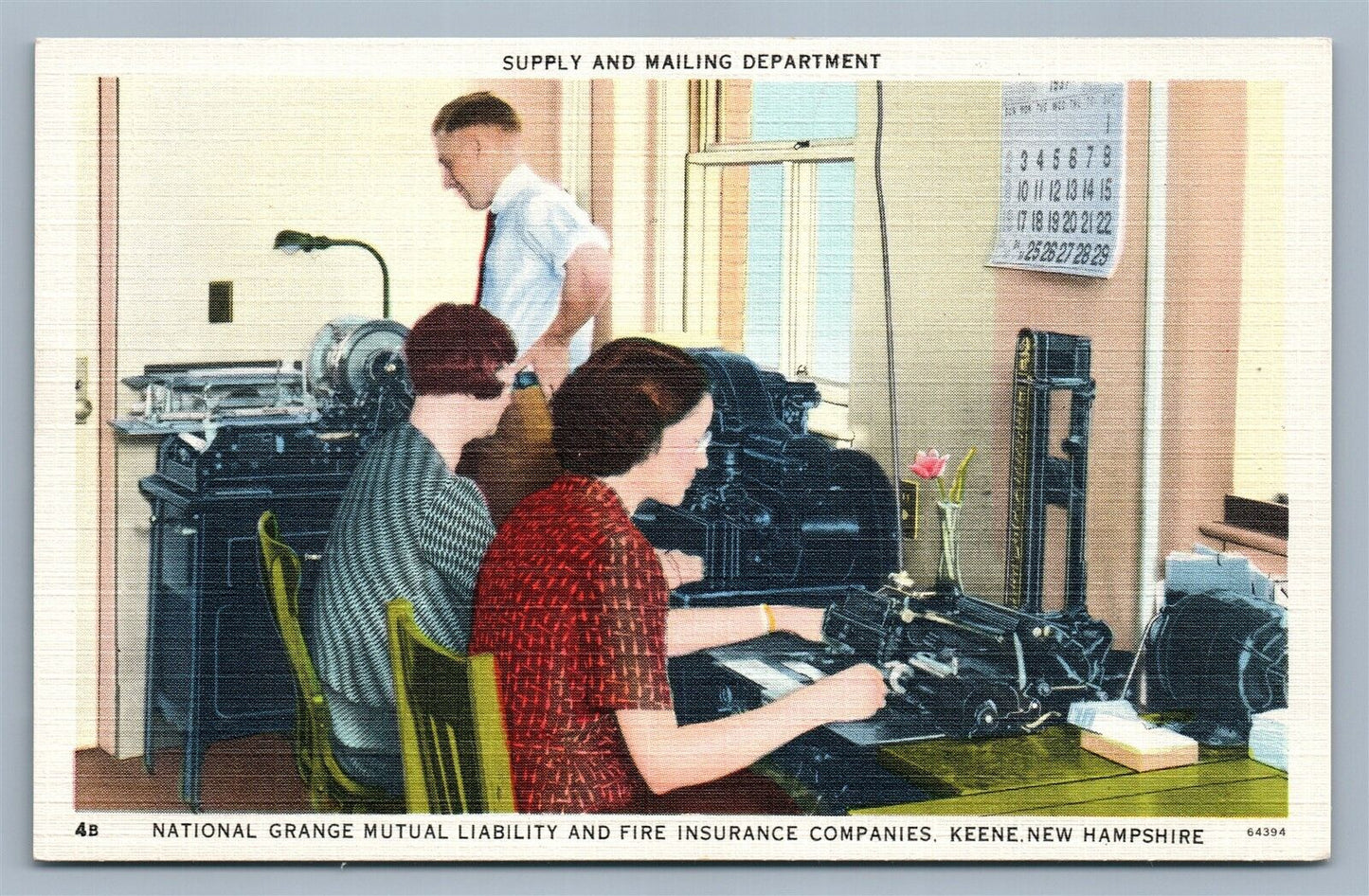 KEENE NH GRANGE LIABILITY & FIRE INSURANCE COMPANY VINTAGE POSTCARD SUPPLY DEPT
