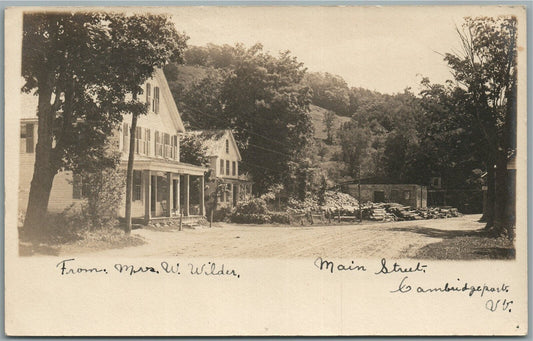 CAMBRIDGE PORT VT MAIN STREET ANTIQUE REAL PHOTO POSTCARD RPPC