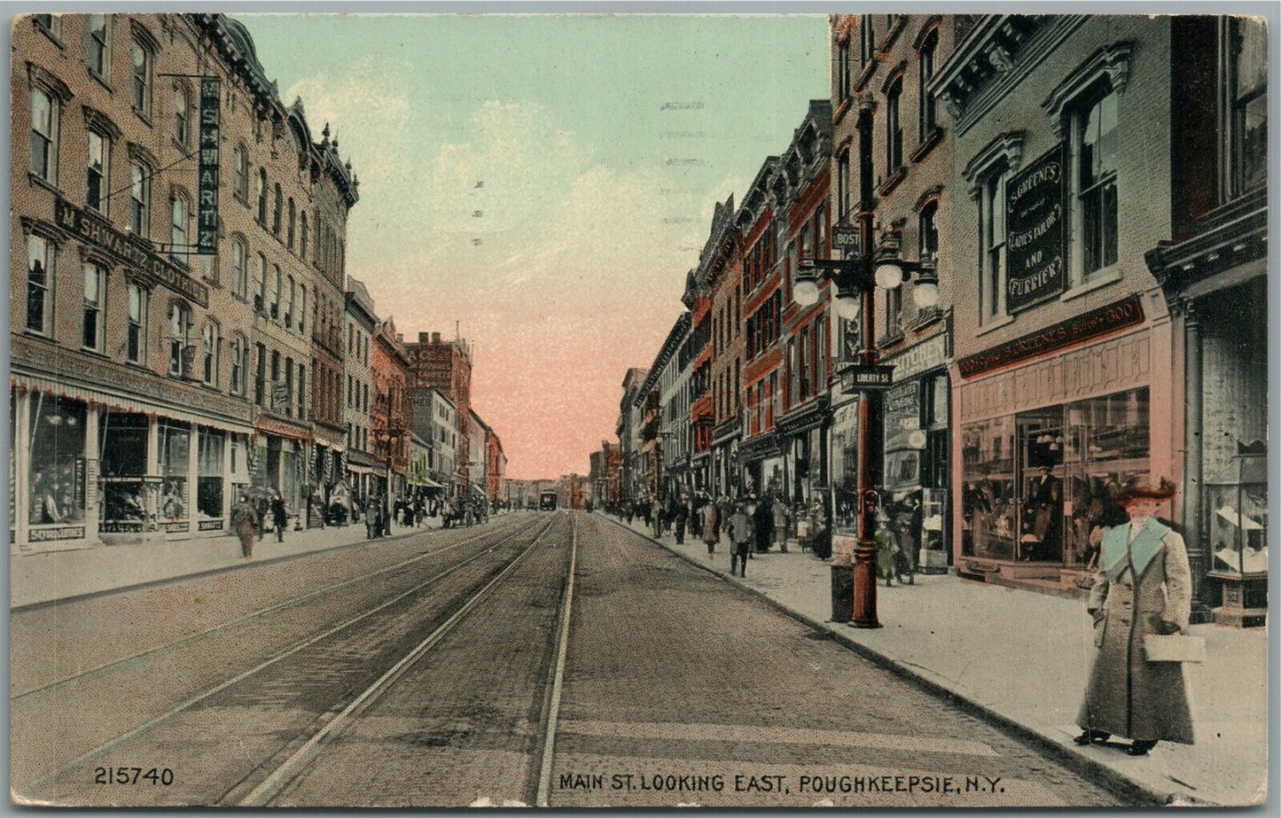 POUGHKEEPSIE NY MAIN STREET LOOKING EAST ANTIQUE POSTCARD JUDAICA HEBREW WRITING