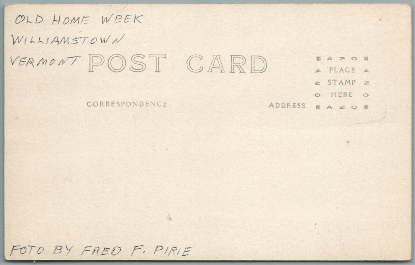 WILLIAMSTOWN VT OLD HOME WEEK ANTIQUE REAL PHOTO POSTCARD RPPC HORSE DRAWN CART