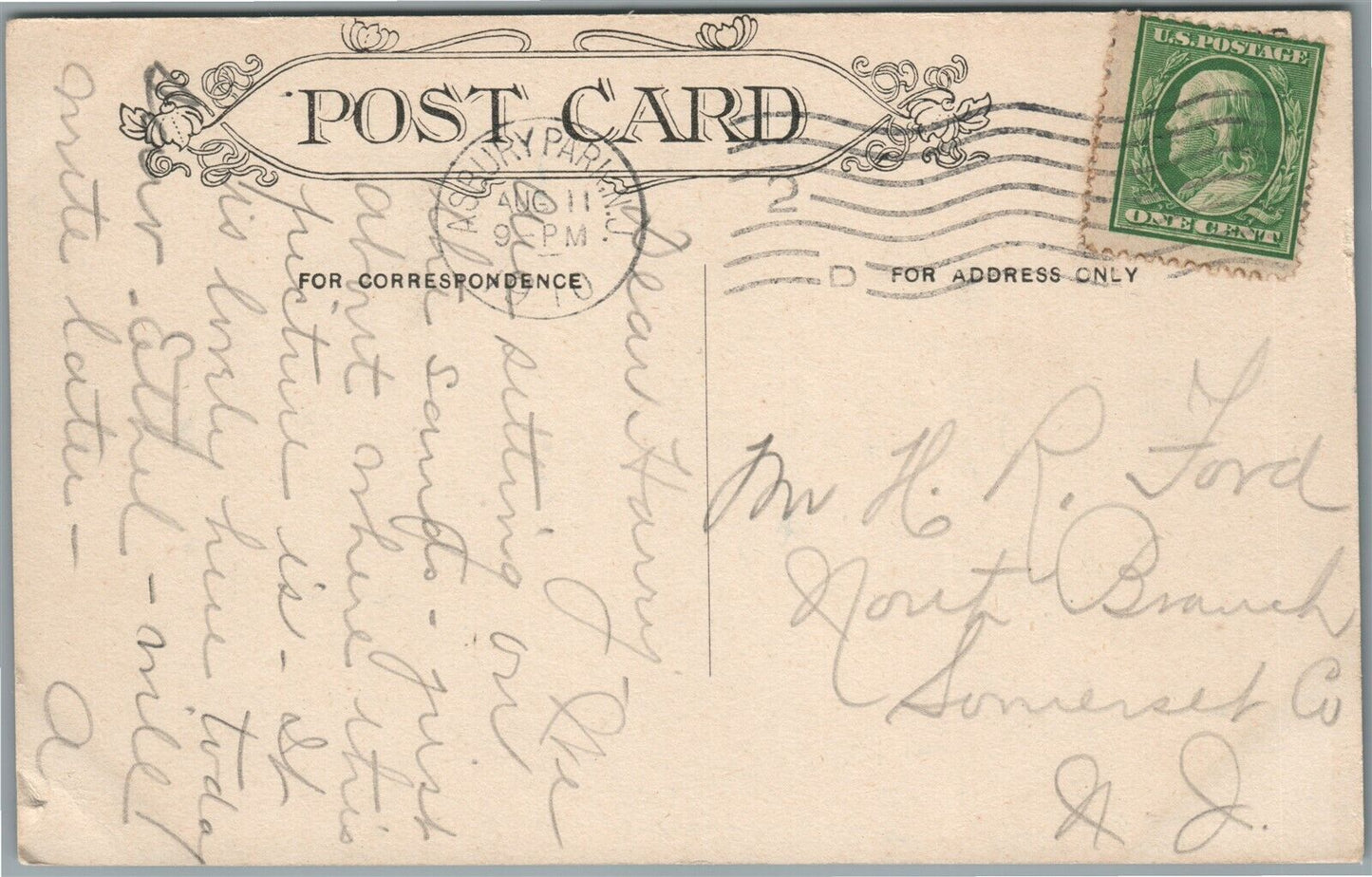 ASBURY PARK NJ FUN ON THE BEACH ANTIQUE POSTCARD