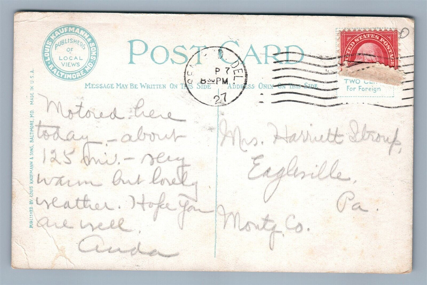 SEAFORD DE METHODIST CHURCH VINTAGE POSTCARD