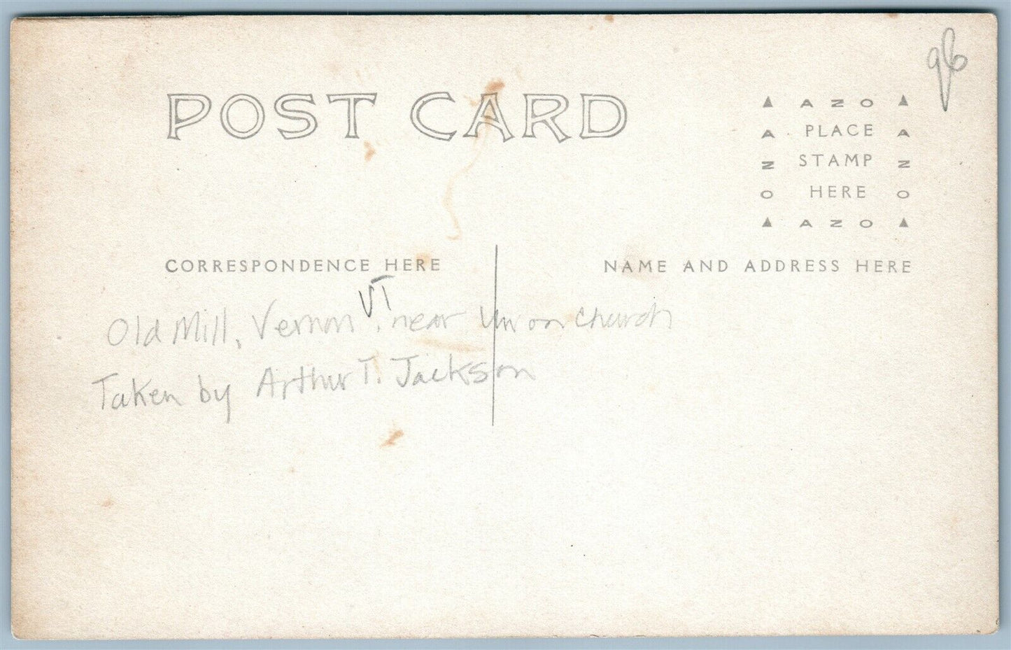 VERNON VT OLD MILL ANTIQUE REAL PHOTO POSTCARD RPPC