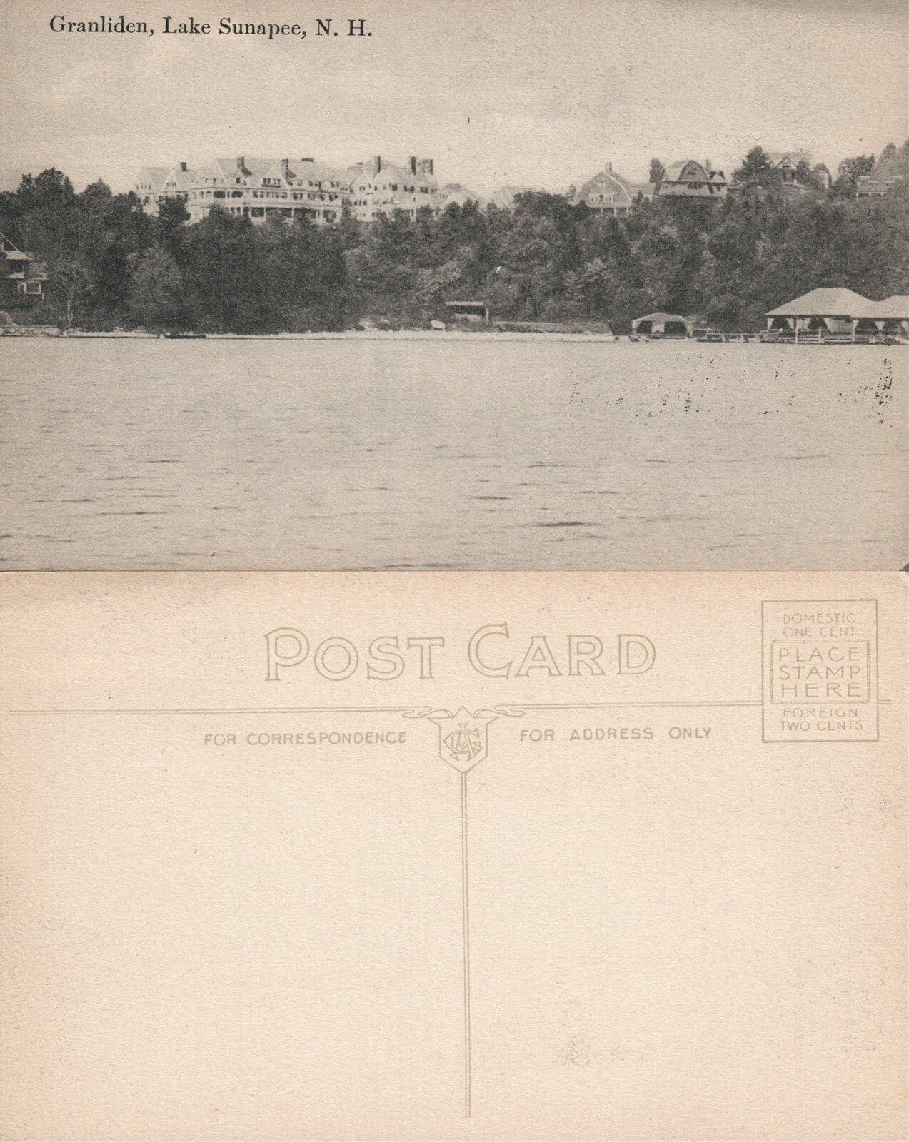 LAKE SUNAPEE N.H. GRANLIDEN ANTIQUE POSTCARD