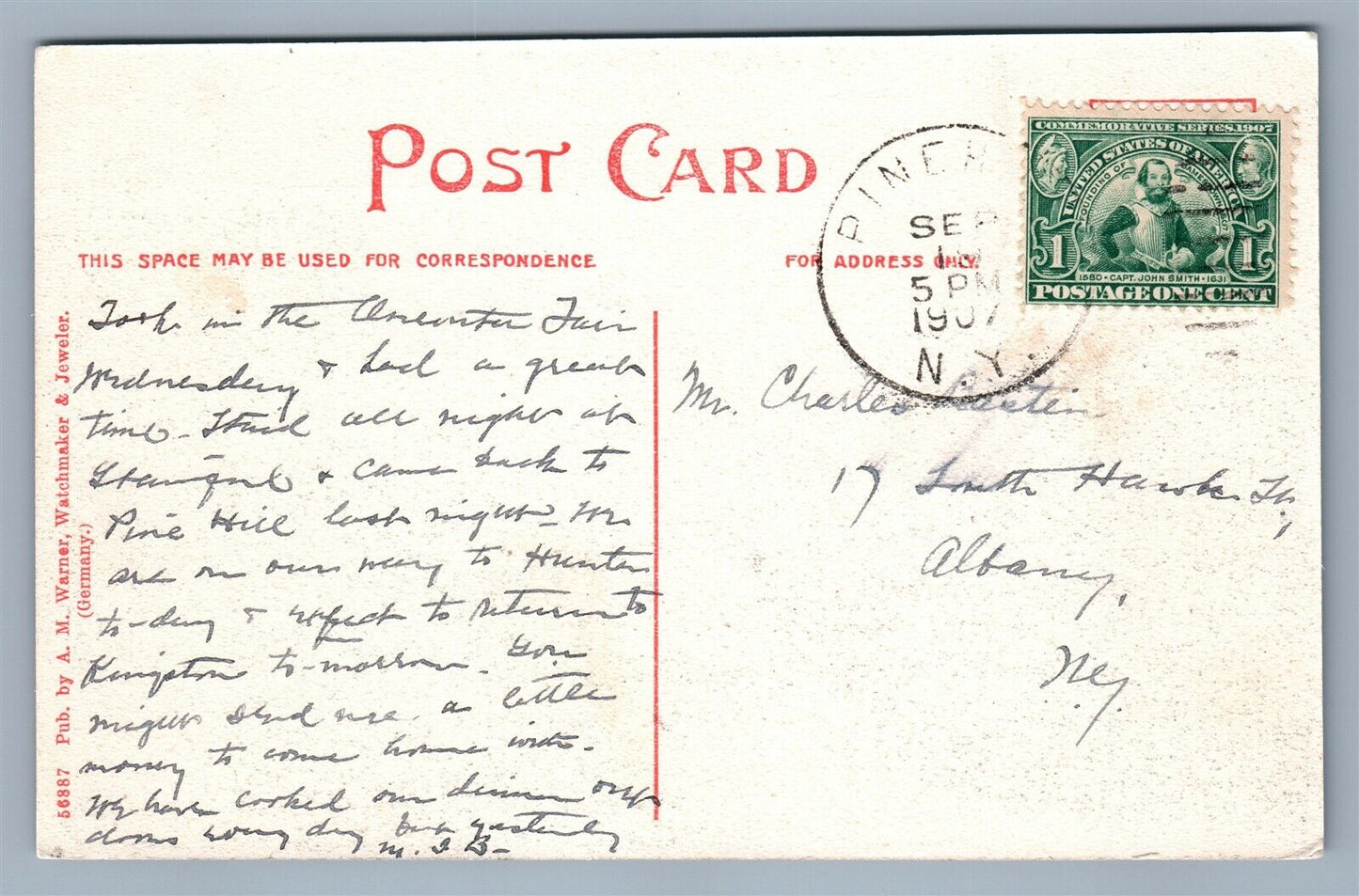 STAMFORD CATSKILL MTS NY MAIN STREET 1907 ANTIQUE POSTCARD