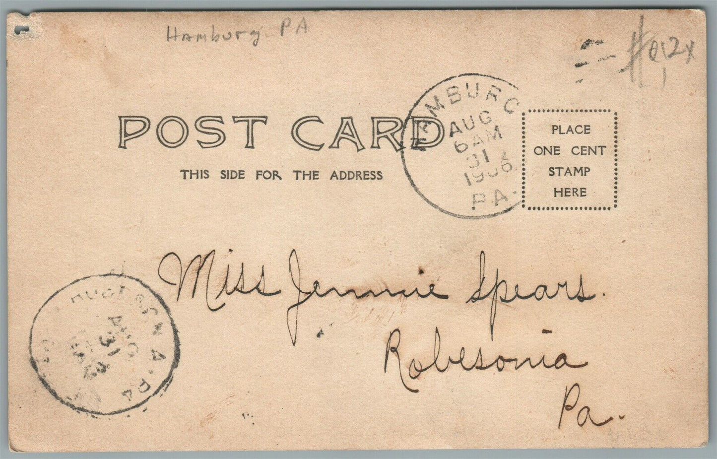 HAMBURG PA PUBLIC SCHOOL ANTIQUE REAL PHOTO POSTCARD RPPC