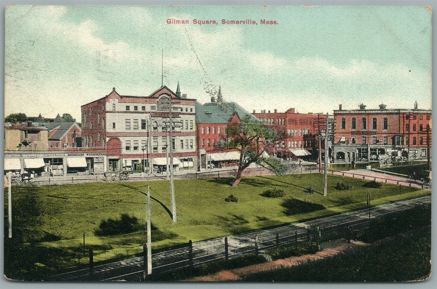 SOMERVILLE MA GILMAN SQUARE ANTIQUE POSTCARD