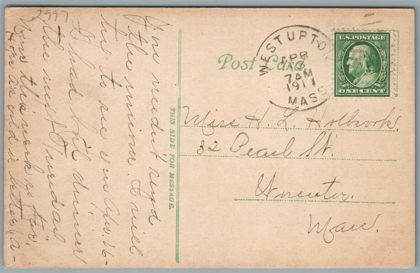 WEST UPTON MA HOTEL PLEASANT & CHURCH ANTIQUE POSTCARD